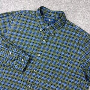 Ralph Lauren Shirt Mens XL Green Blue‎ Plaid Classic Fit Pony Button Down